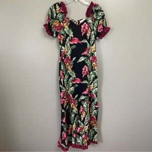 Vintage CC Fashions Hawaiian Dress floral Luau made in Hawaii